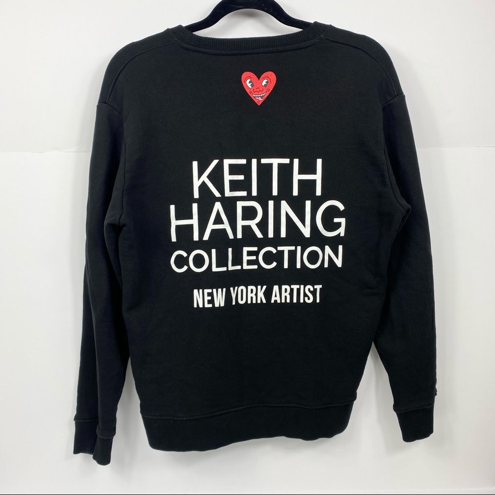 Zara Keith Haring Collection Crew Neck Sweatshirt Black Red Small